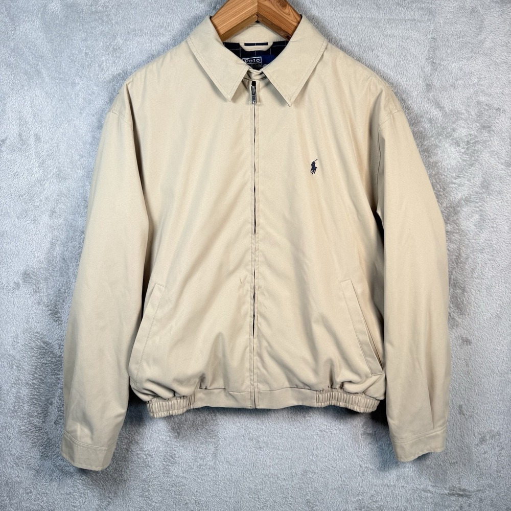 Polo Ralph Lauren Harrington Jacket Mens L Beige Full Zip Windbreaker Light